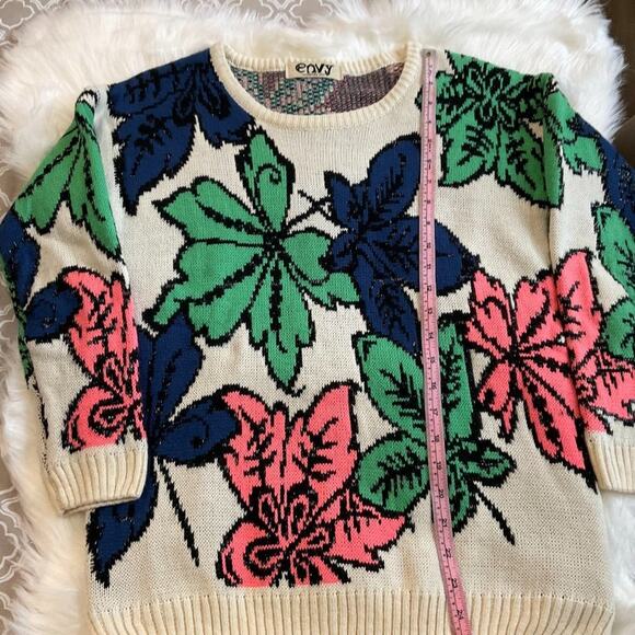 ENVY | Vintage Floral Sweater Size M/L Chunky Silver Metallic Detail Y2K 90s - Picture 5 of 5